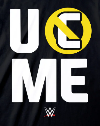 Official John Cena Black t-shirt with 'U C ME' design and WWE logo