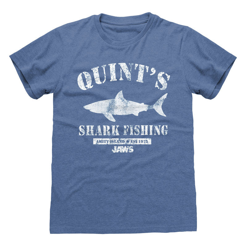 Jaws - Quints Shark Fishing Heather Blue T-Shirt
