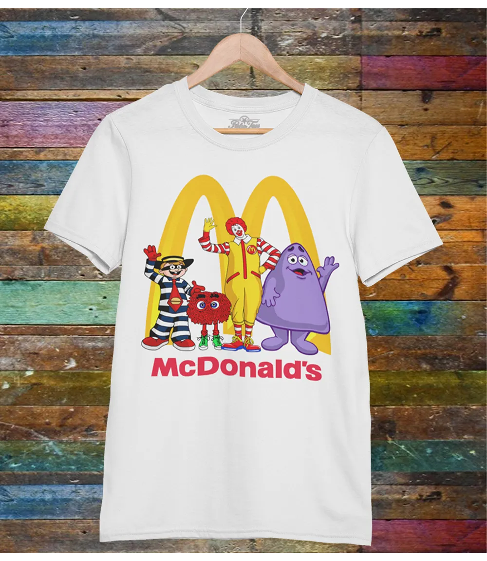 Retro McD's Characters Inspired T-Shirt - Fun Nostalgic Top
