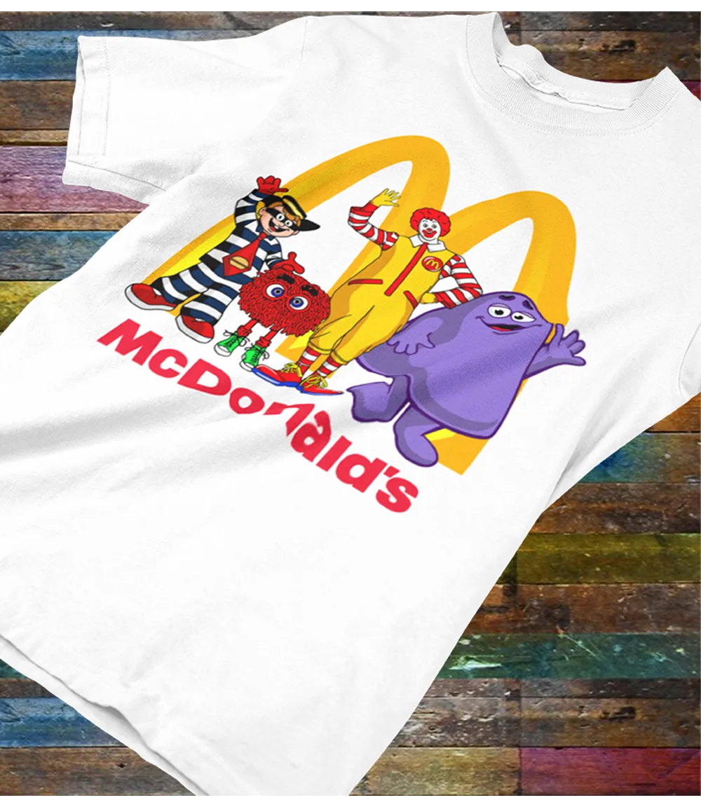 Retro McD's Characters Inspired T-Shirt - Fun Nostalgic Top