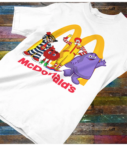 Retro McD's Characters Inspired T-Shirt - Fun Nostalgic Top