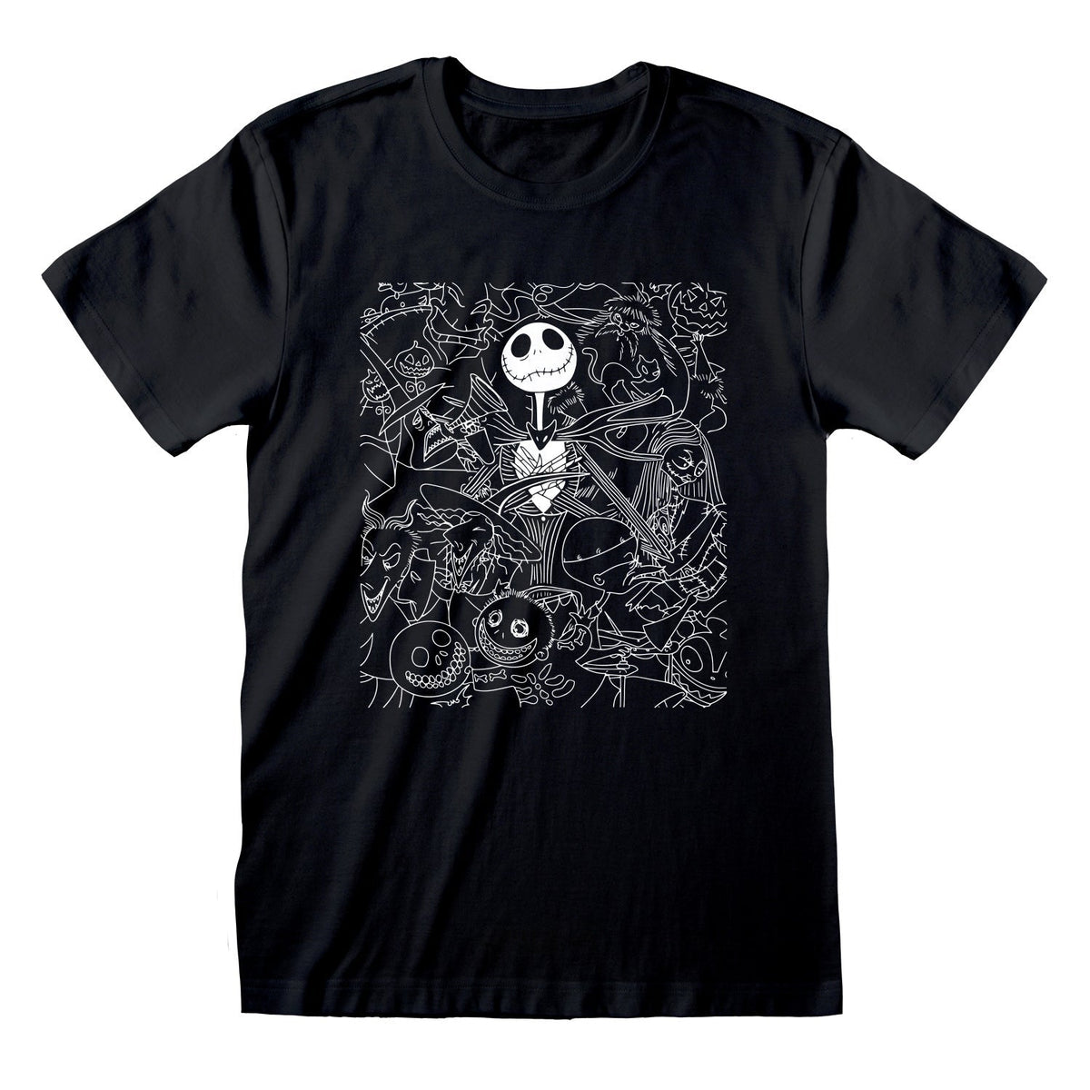 Nightmare Before Christmas, The - Outlines Black T-Shirt