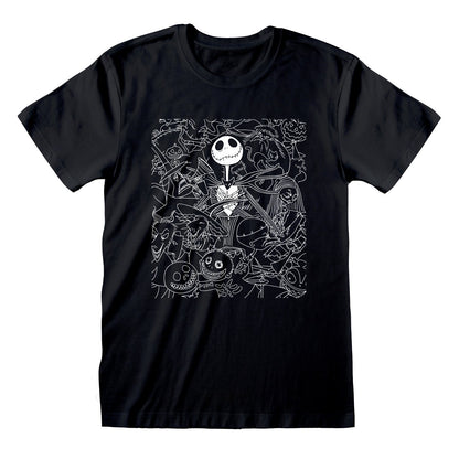 Nightmare Before Christmas, The - Outlines Black T-Shirt