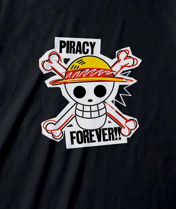 One Piece - Piracy Forever Black T-Shirt