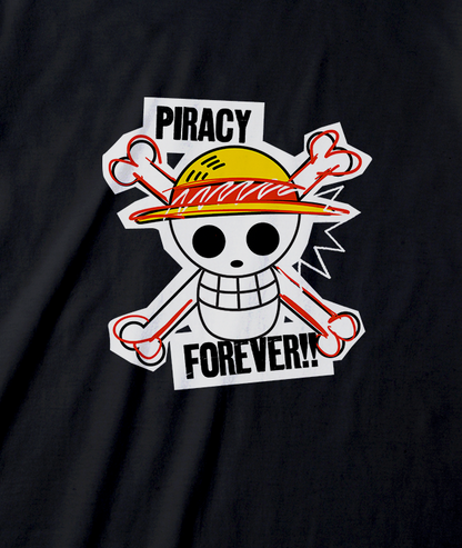 One Piece - Piracy Forever Black T-Shirt