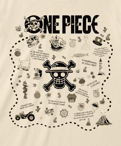 One Piece - Treasure Map Natural T-Shirt