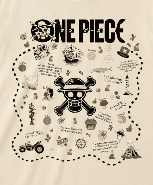 One Piece - Treasure Map Natural T-Shirt