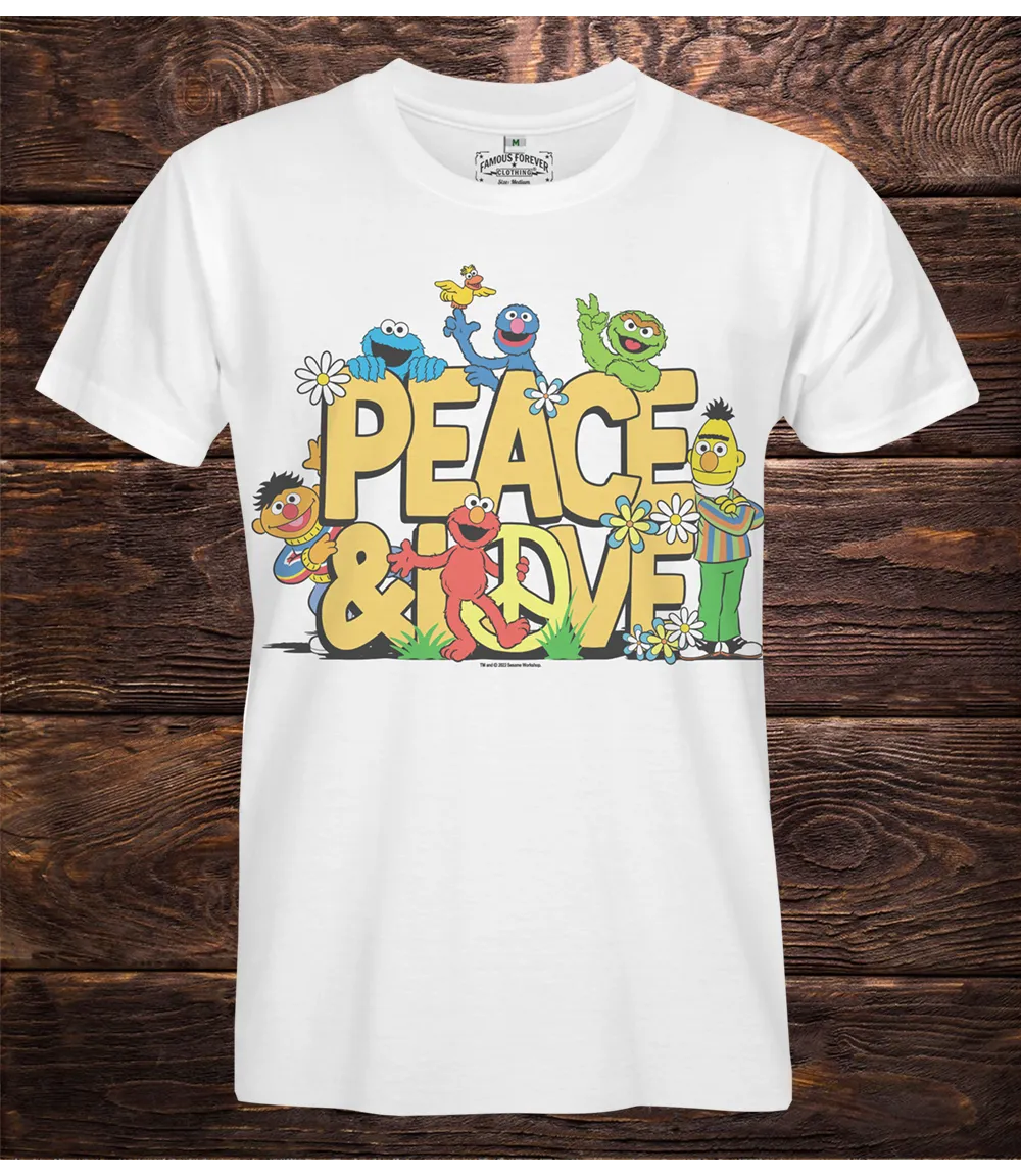 Sesame Street Peace & Love Unisex T-shirt - Medium