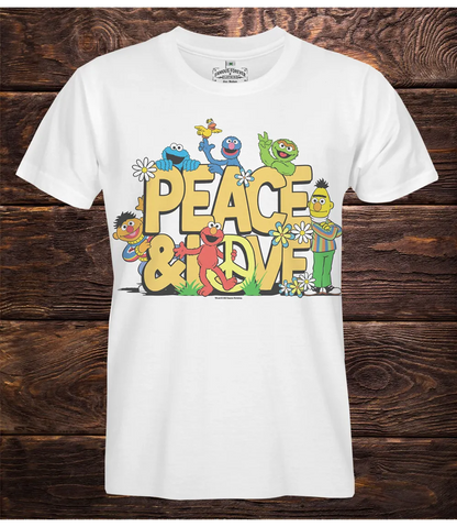Sesame Street Peace & Love Unisex T-shirt - Medium