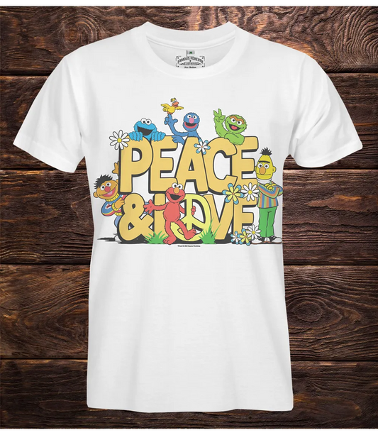 Sesame Street Peace & Love Unisex T-shirt - Medium