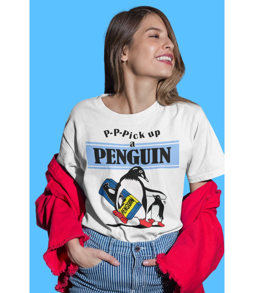 P-P-Pick Up a Penguin T-Shirt | Retro Penguin Illustration