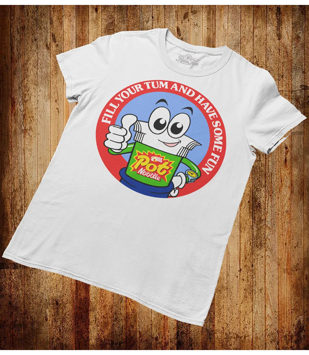 Cheerful Fun T-Shirt - Pot Noodle Graphic Top - Retro Tees