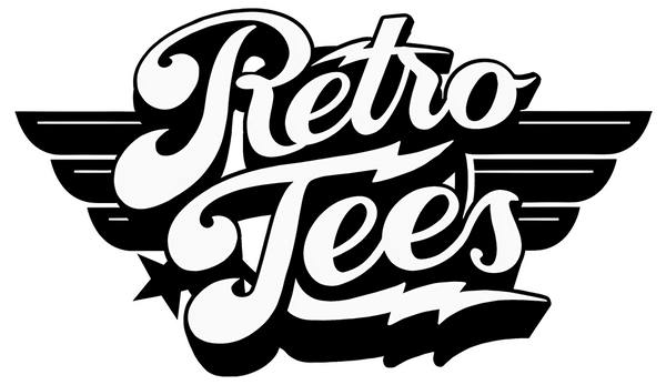 Retro Tees black and white logo featuring Retro Tees in custom text