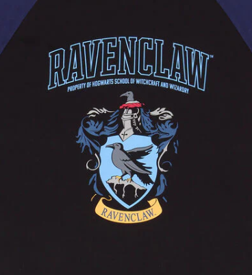 Harry Potter Black and blue t-shirt with Ravenclaw crest and text