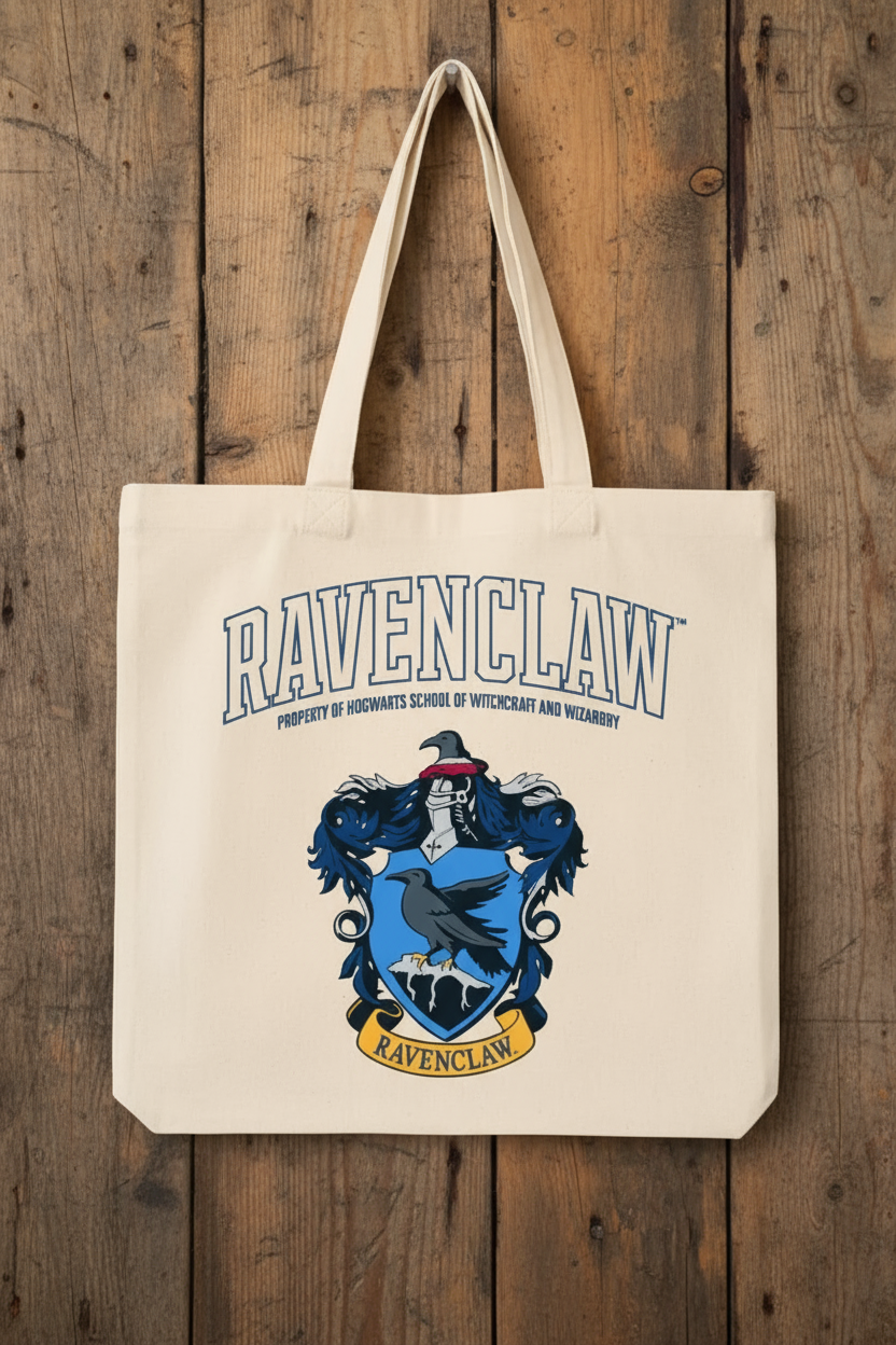 Harry Potter Tote bag with Ravenclaw crest and text 