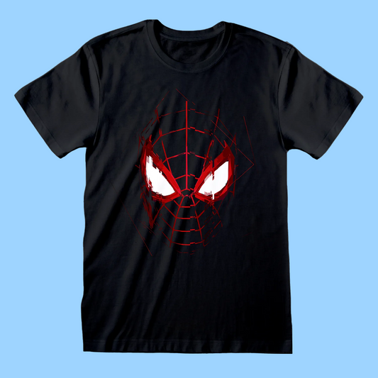 SPIDERMAN MILES MORALES - MASK GLITCH Black T-Shirt