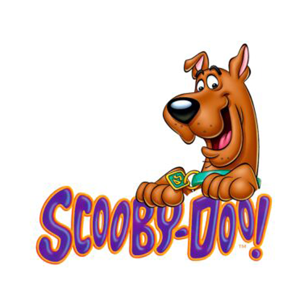Cartoon dog character with 'Scooby-Doo!' text on a white background