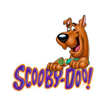 Cartoon dog character with 'Scooby-Doo!' text on a white background