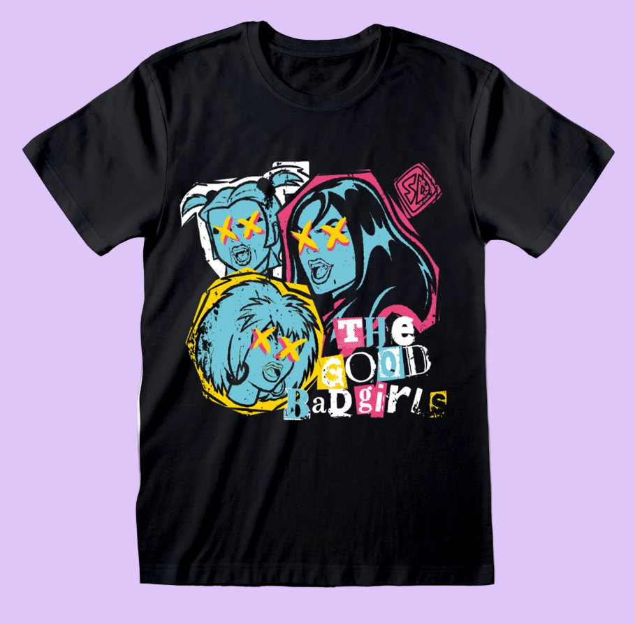 Scooby Doo T-shirt Black t-shirt with colourful graphic design of The Hex Girls