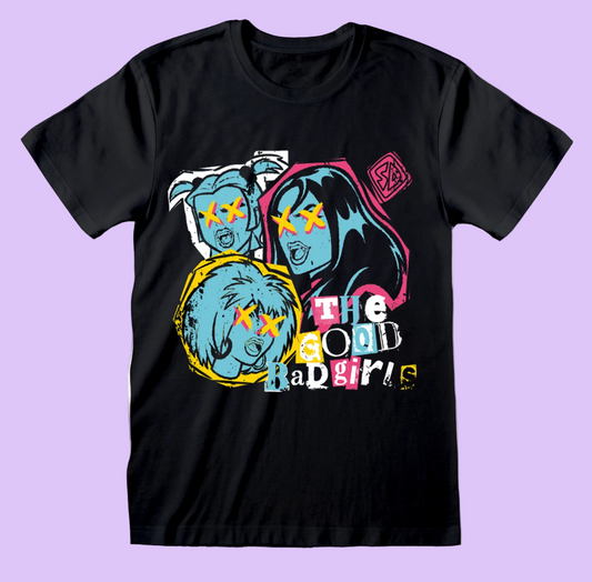 Scooby Doo T-shirt Black t-shirt with colourful graphic design of The Hex Girls