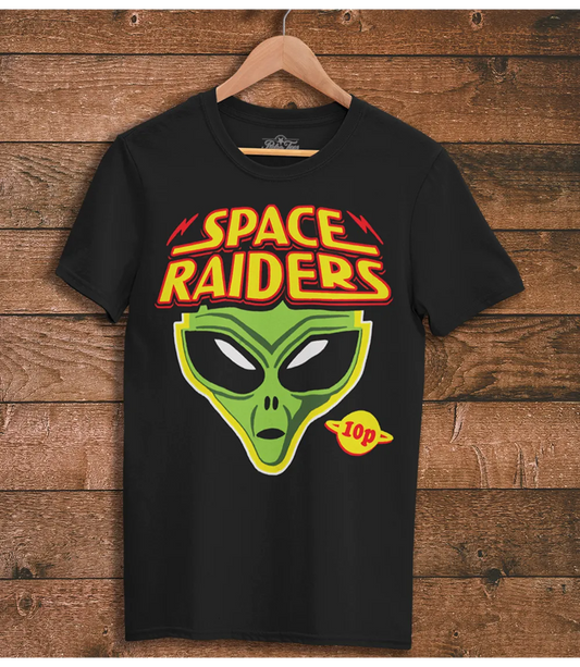Retro 80s Green Alien Space Raiders T-Shirt