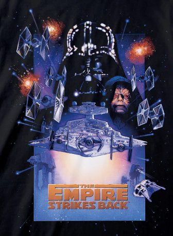 Vintage 'The Empire Strikes Back' poster with Darth Vader and space ships
