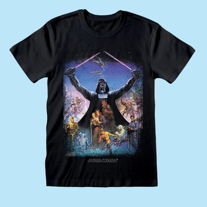 Star Wars - Darth Vader Light Saber Poster Black T-Shirt