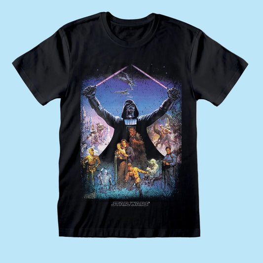 Star Wars - Darth Vader Light Saber Poster Black T-Shirt