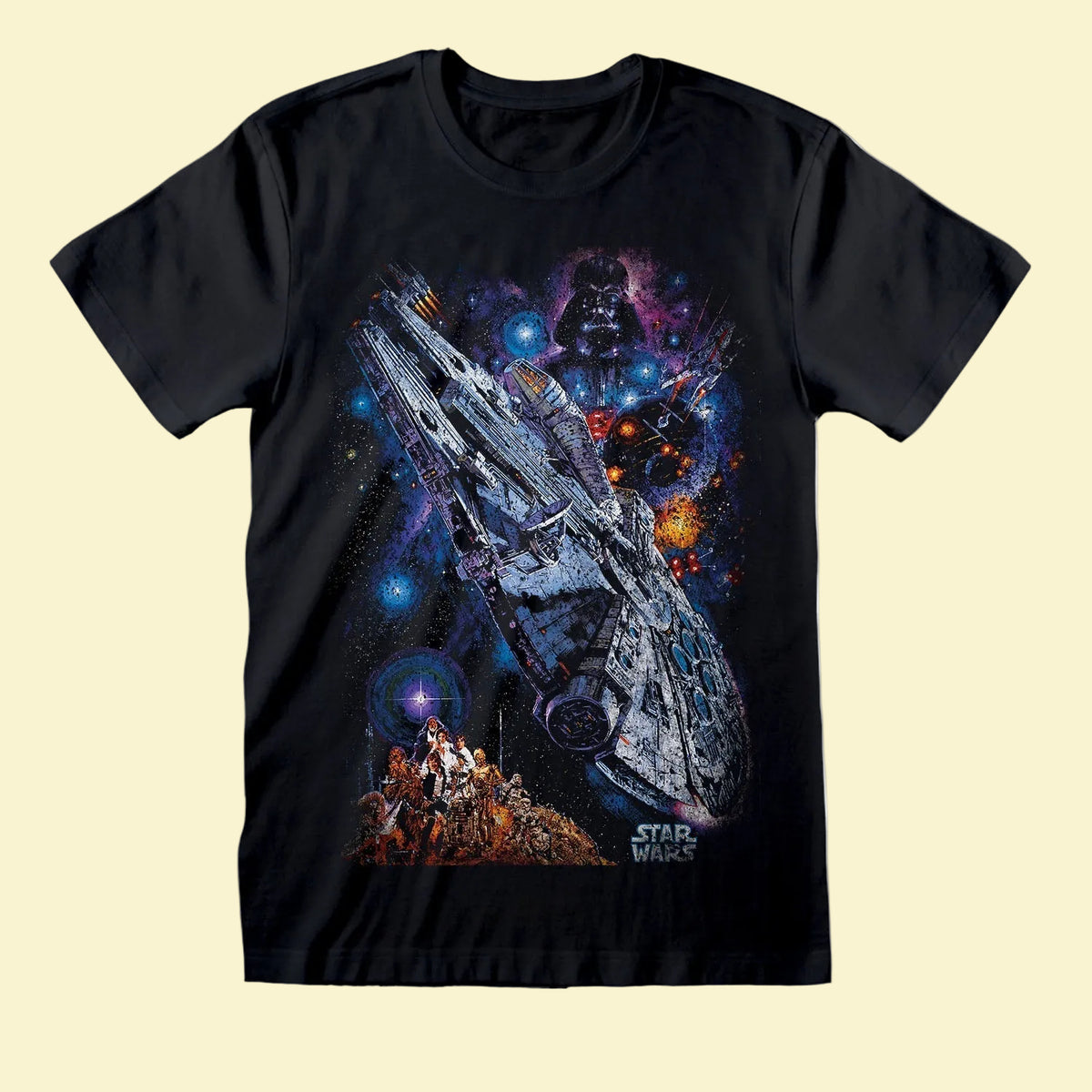 Star Wars - Galaxy Ship Poster Black T-Shirt