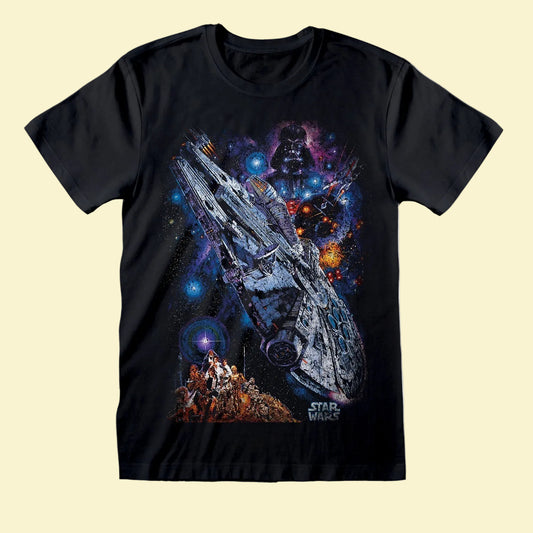Star Wars - Galaxy Ship Poster Black T-Shirt
