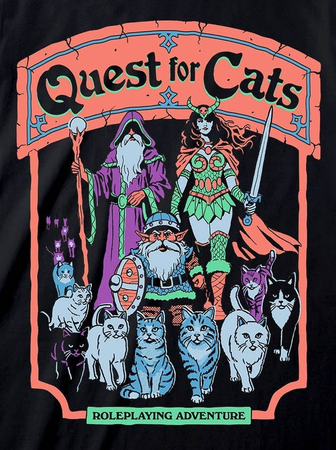 Steven Rhodes - Quest For Cats Black T-Shirt