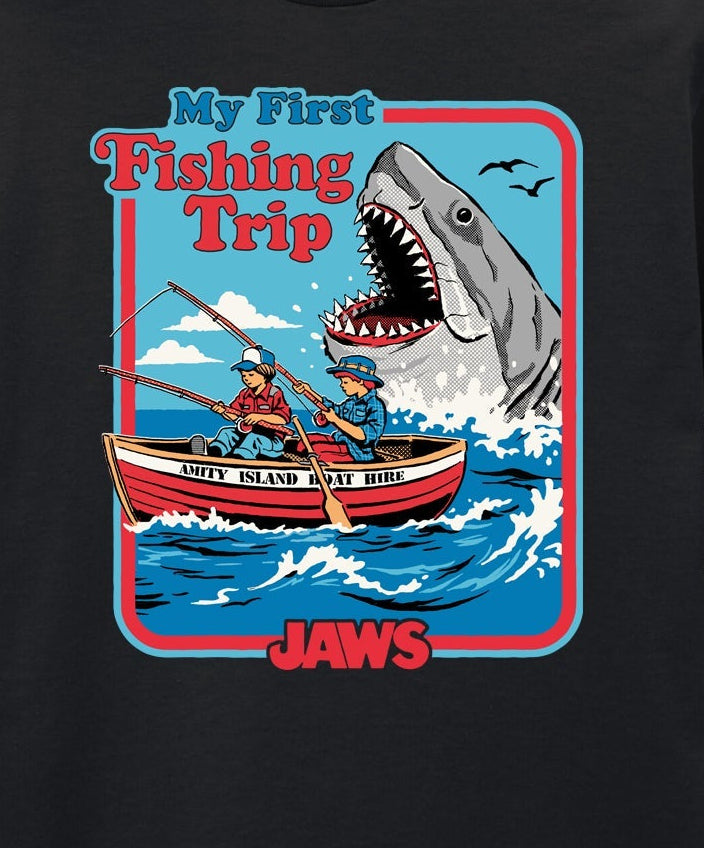 Steven Rhodes X Jaws - My First Fishing Trip Black T-Shirt