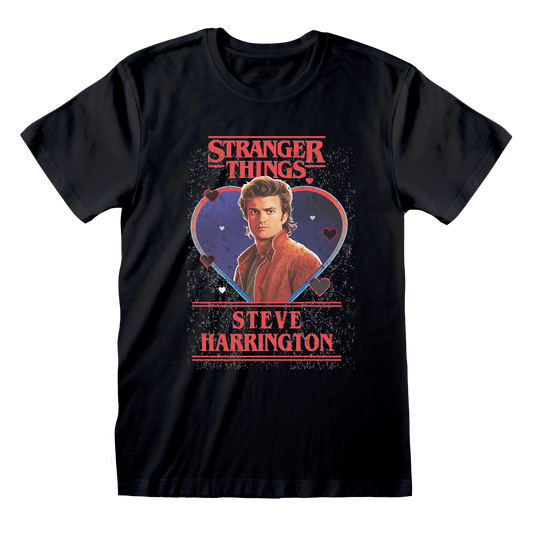 Stranger Things - Steve Love Black T-Shirt