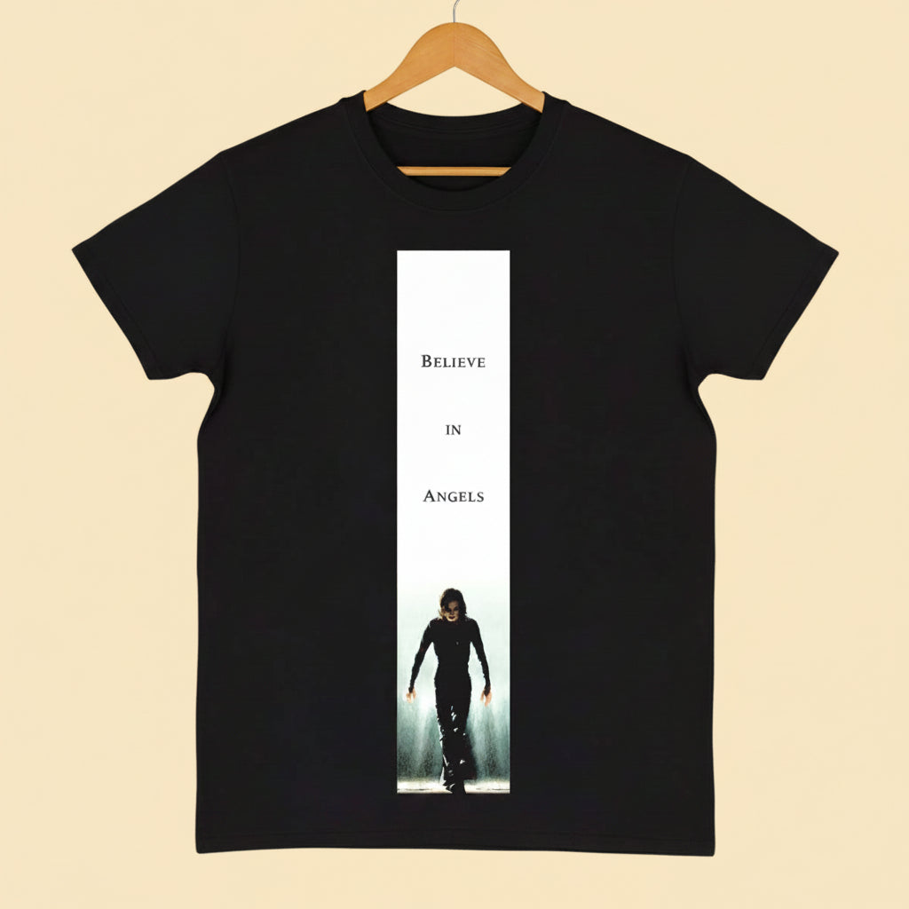 black short sleeve The Crow Believe in angels t-shirt