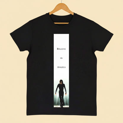 black short sleeve The Crow Believe in angels t-shirt