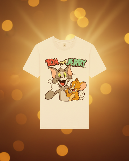 Tom and Jerry friends White Printed T-shirt Front