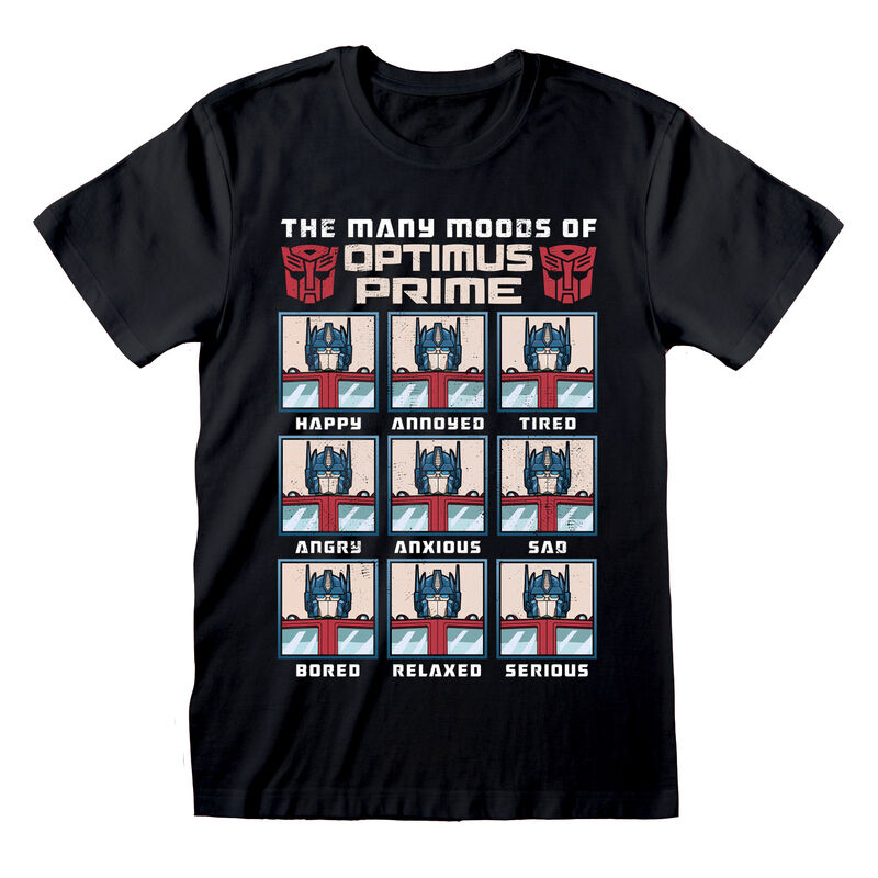 Transformers - Many Moods Of Optimus Prime Black T-Shirt