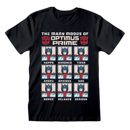 Transformers - Many Moods Of Optimus Prime Black T-Shirt