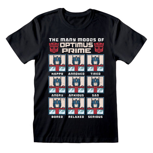 Transformers - Many Moods Of Optimus Prime Black T-Shirt