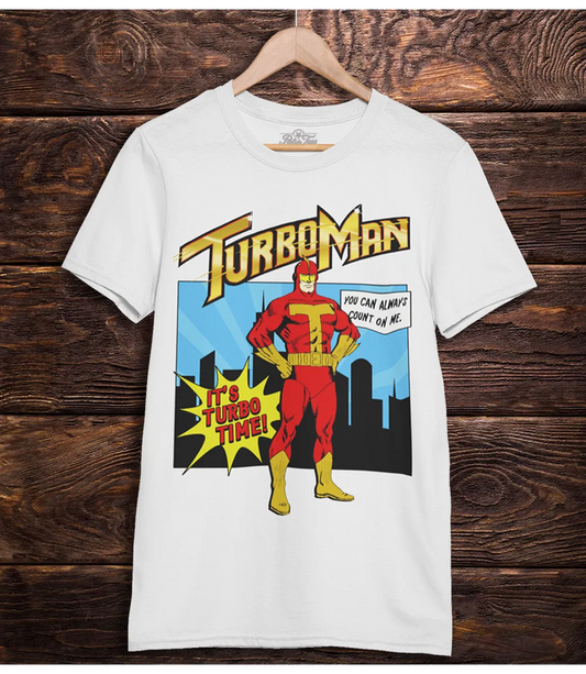 Turboman Action Hero T-Shirt | Retro Christmas Movie Superhero