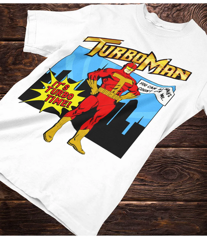 Turboman Action Hero T-Shirt | Retro Christmas Movie Superhero