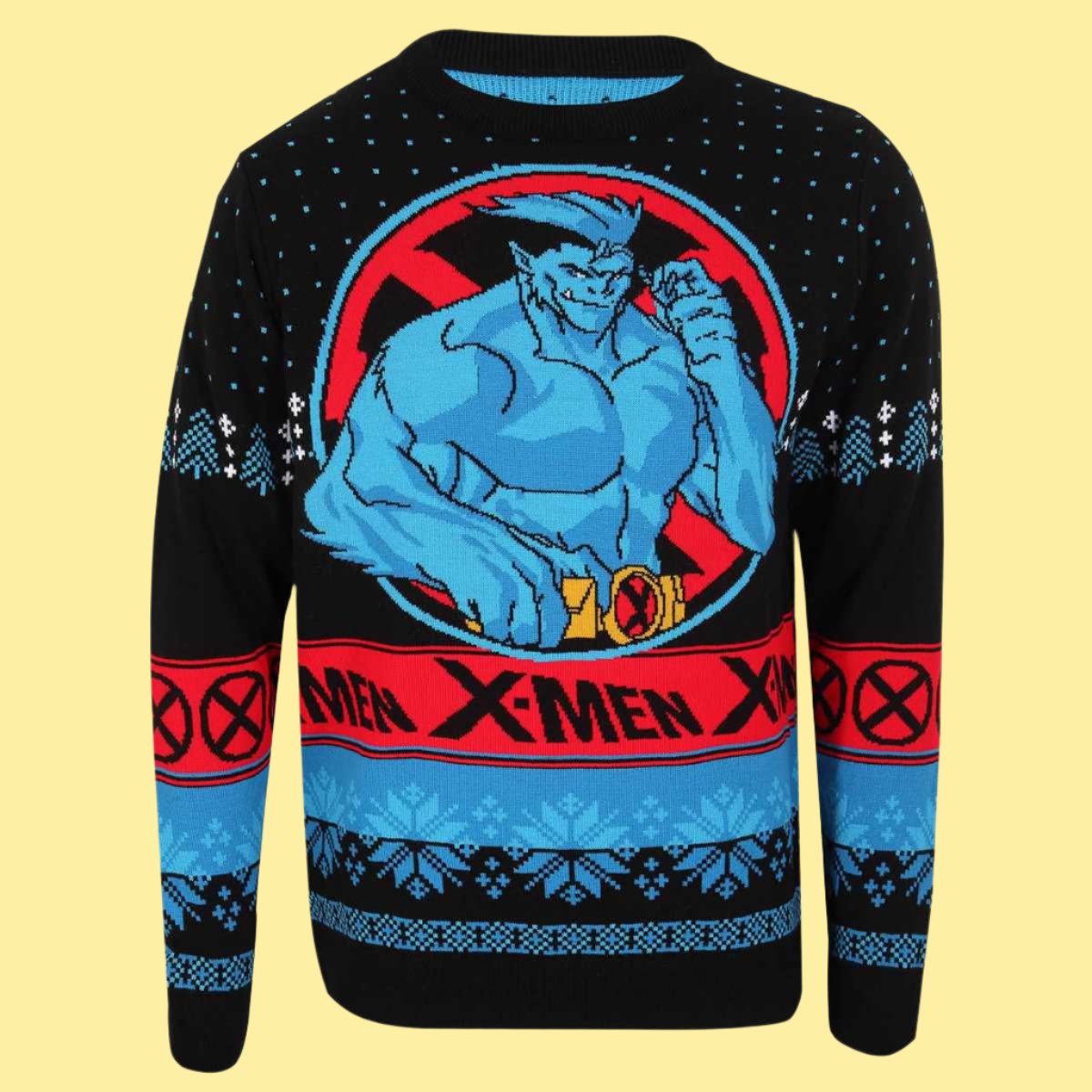 Marvel Comics X Men Beast Knitted Christmas Jumper Retro Tees Clothing