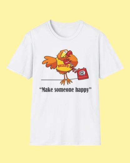 Buzby unisex T-shirt with colourful retro 80s TV character graphic