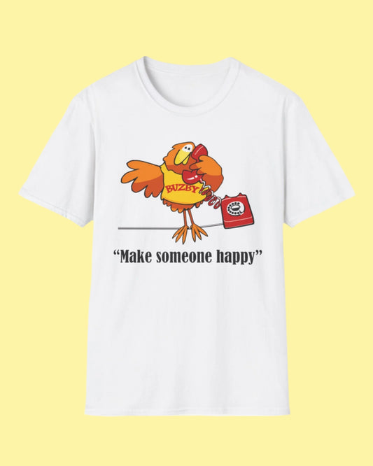 Buzby unisex T-shirt with colourful retro 80s TV character graphic