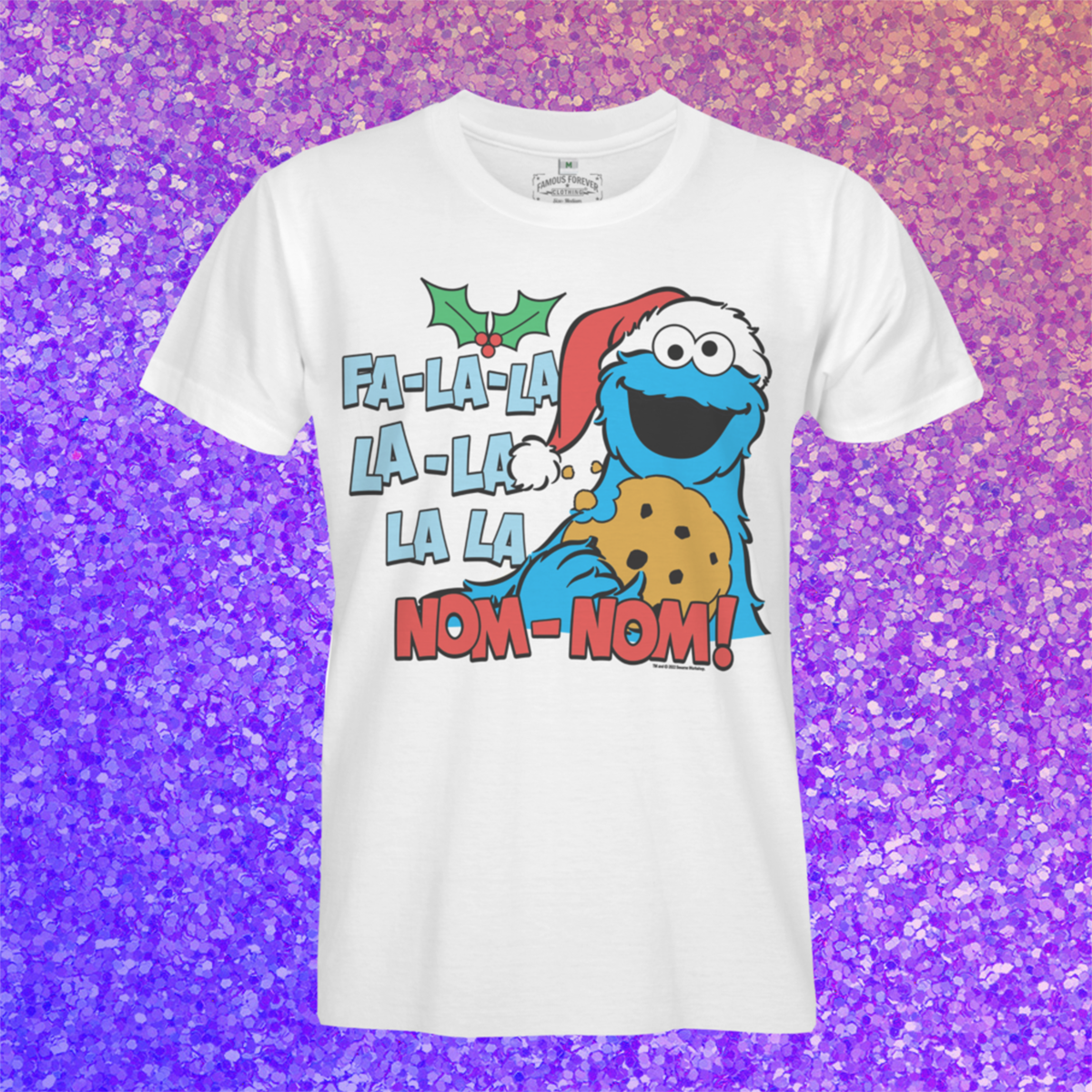 Sesame Street Cookie Monster Christmas Nom Nom T-shirt by Famous Forever