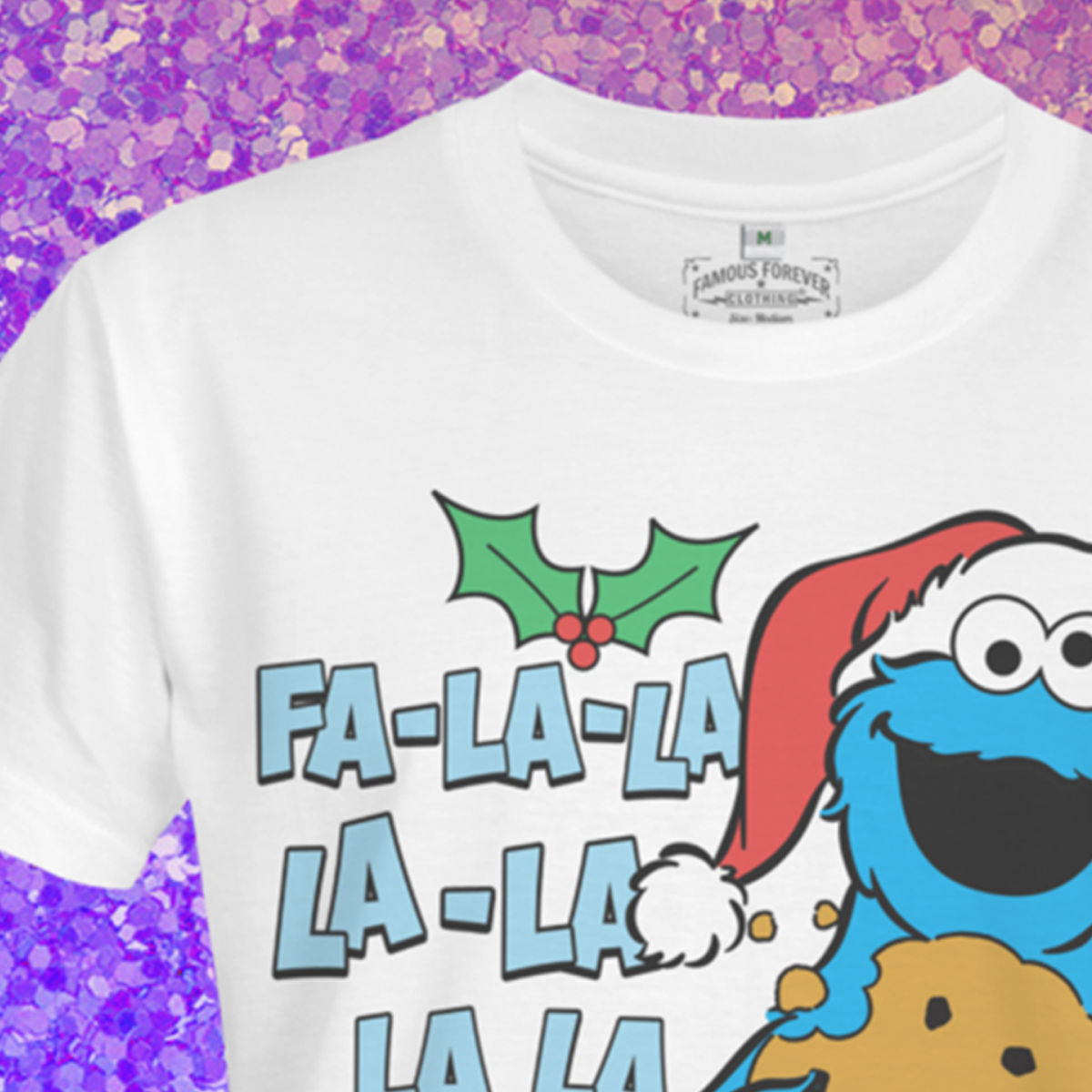 Sesame Street Cookie Monster Christmas Nom Nom T-shirt by Famous Forever