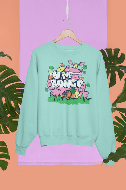 Peppermint long sleeve sweatshirt with a colourful Um Bongo Hippo design and logo