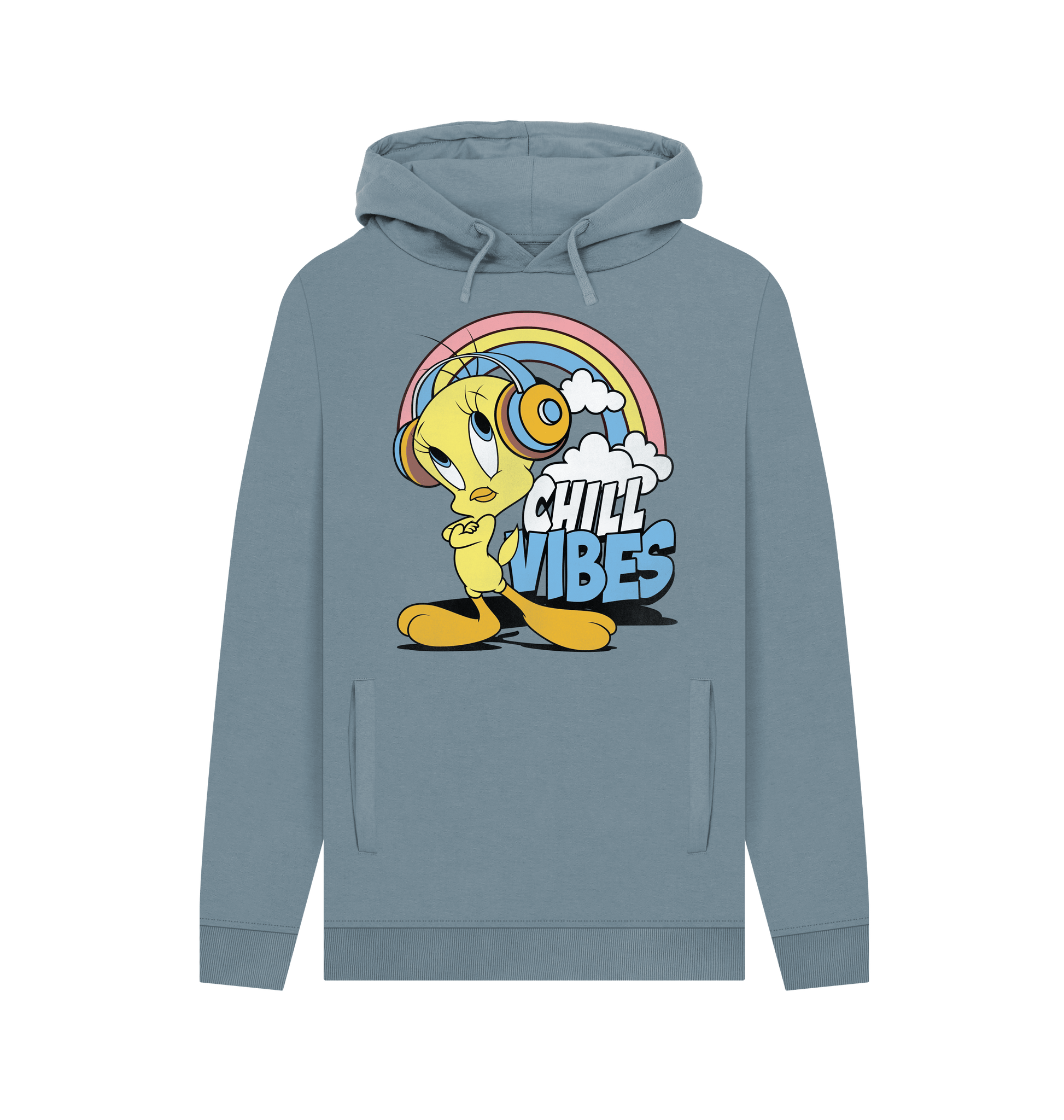 Stone Blue Printed Hoody Front