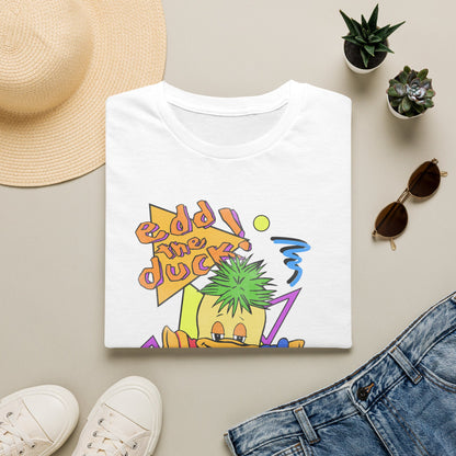 Folded white Edd the Duck women’s retro 90s TV T-shirt