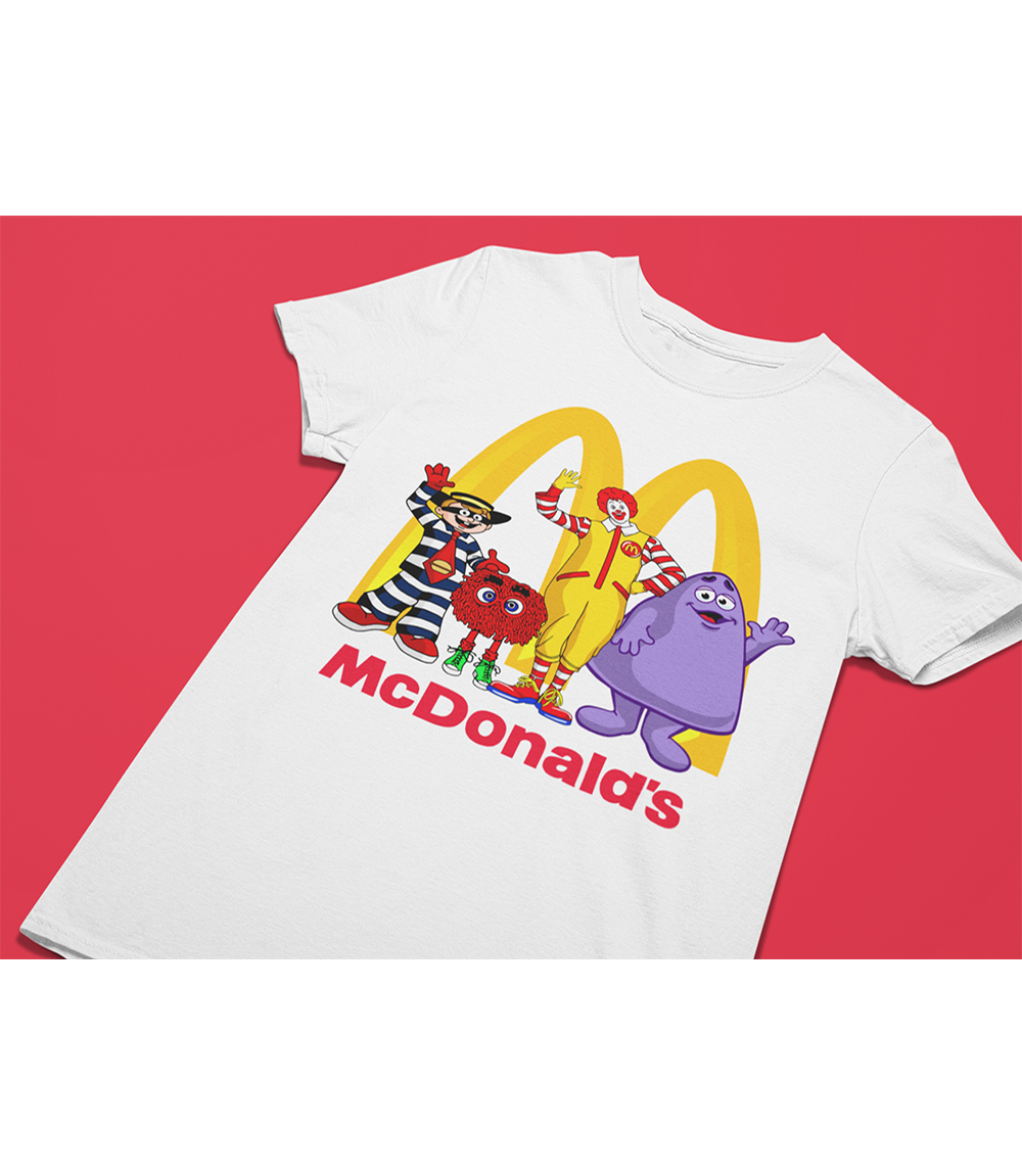 Retro McD's Characters Inspired T-Shirt - Fun Nostalgic Top